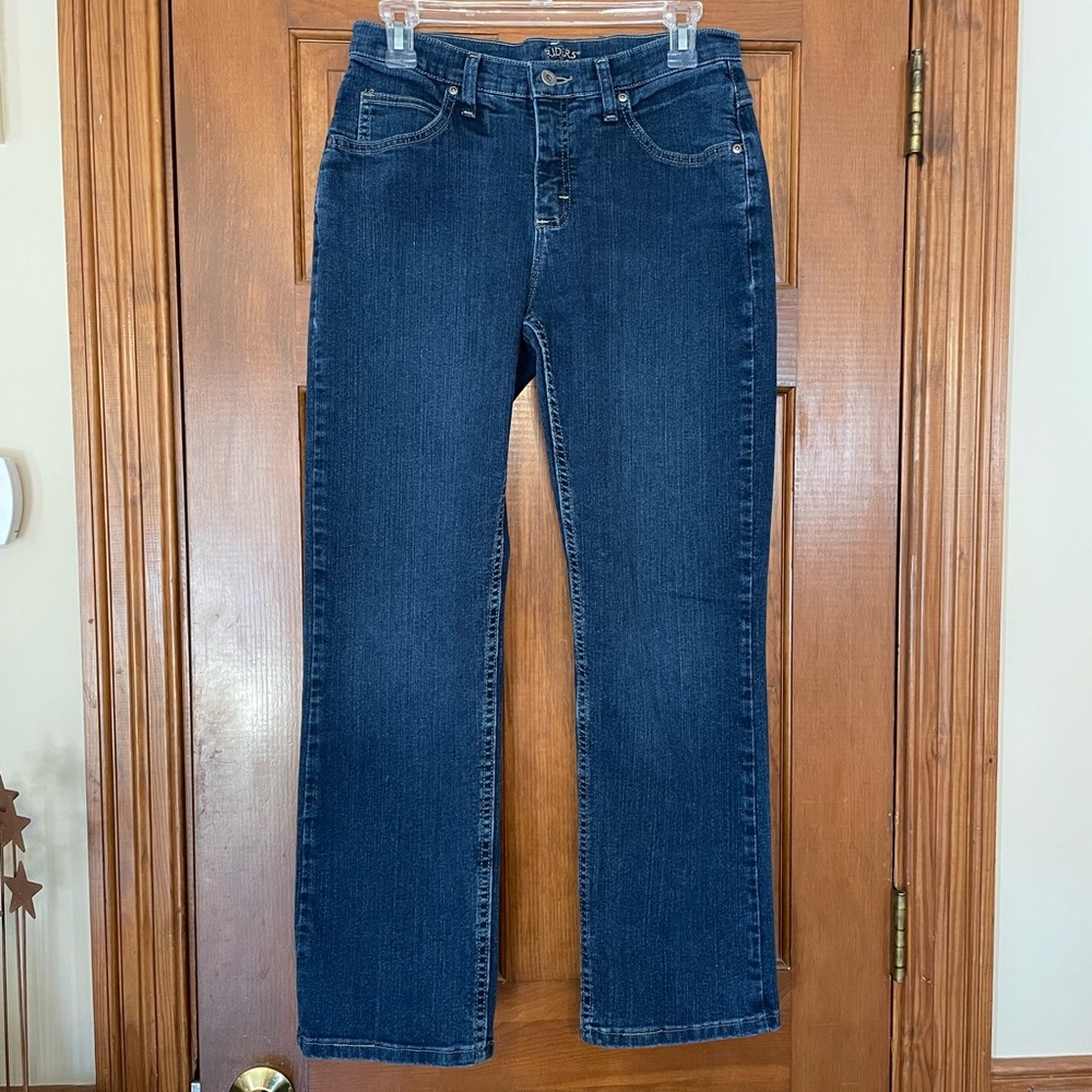 Lee Riders Dark Indigo Jeans, Back Pocket Design, Cotton/Poly/Spandex, Size 8P